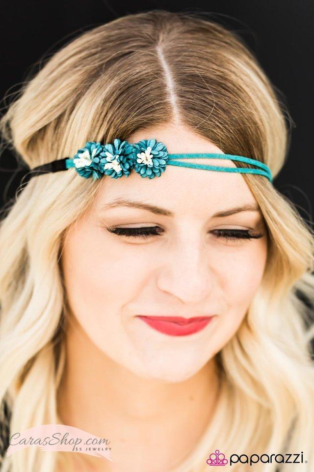 Posy Poise - Blue Flower Hippie Headband - Paparazzi Accessories-CarasShop.com - $5 Jewelry by Cara Jewels