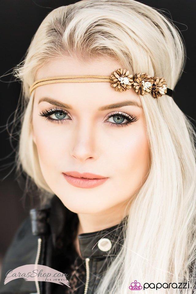 Posy Poise - Brown Flower Hippie Headband - Paparazzi Accessories-CarasShop.com - $5 Jewelry by Cara Jewels
