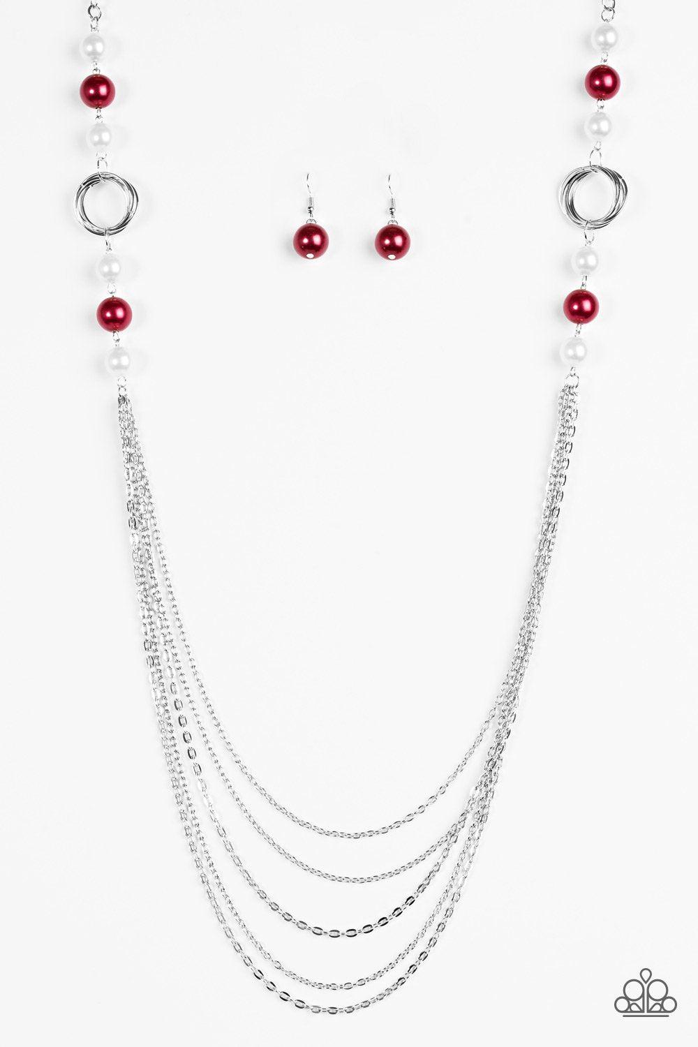 Pour The Wine Red, White and Silver Necklace - Paparazzi Accessories-CarasShop.com - $5 Jewelry by Cara Jewels