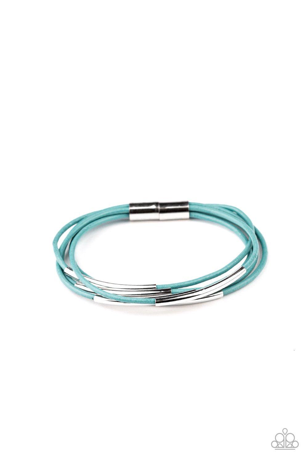 Power CORD Blue Suede and Silver Magnetic Bracelet - Paparazzi Accessories-CarasShop.com - $5 Jewelry by Cara Jewels