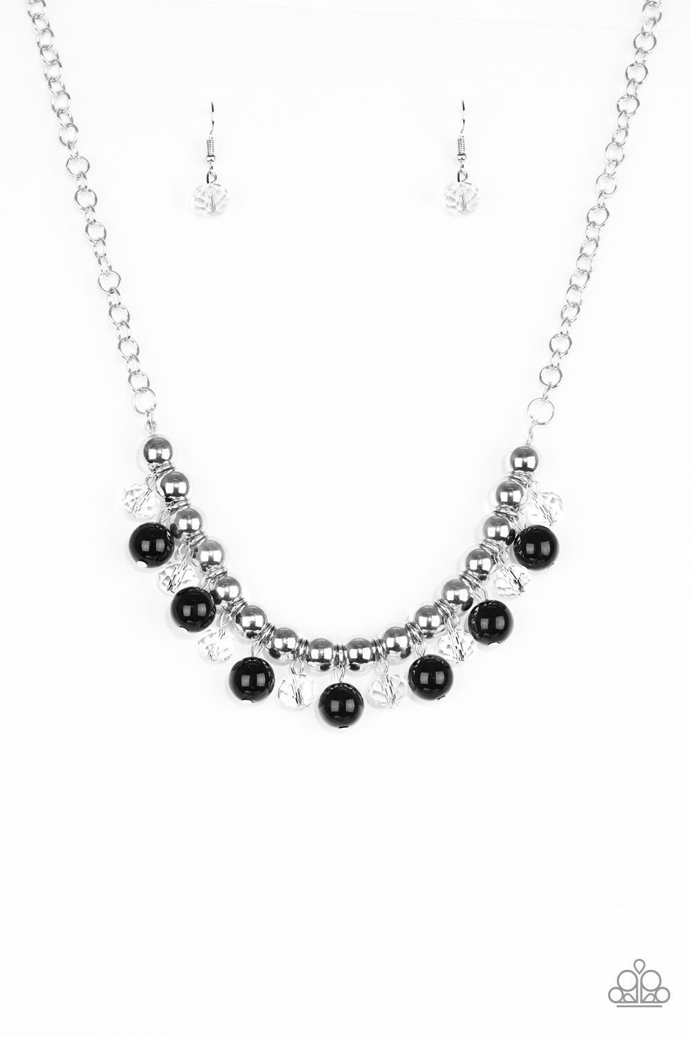 Power Trip Silver and Black Necklace - Paparazzi Accessories-CarasShop.com - $5 Jewelry by Cara Jewels