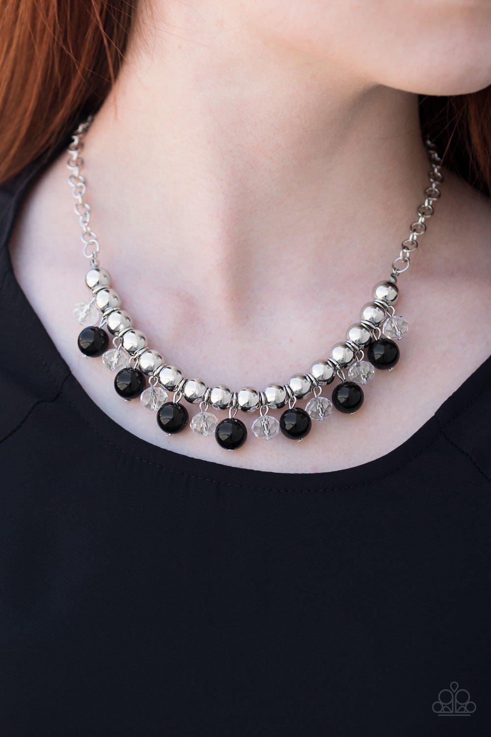 Power Trip Silver and Black Necklace - Paparazzi Accessories-CarasShop.com - $5 Jewelry by Cara Jewels