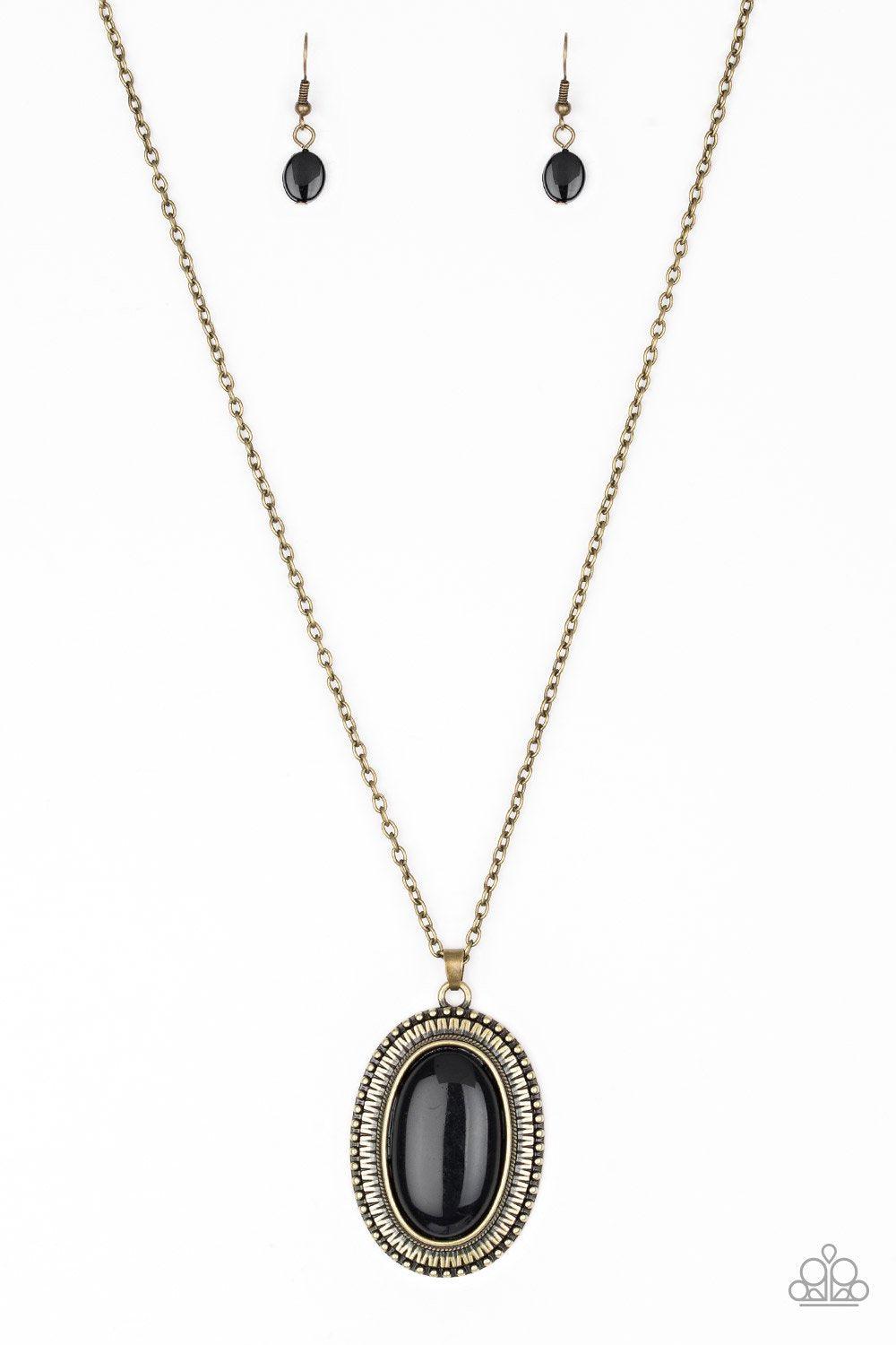 Practical Prairie Brass and Black Necklace - Paparazzi Accessories- lightbox - CarasShop.com - $5 Jewelry by Cara Jewels