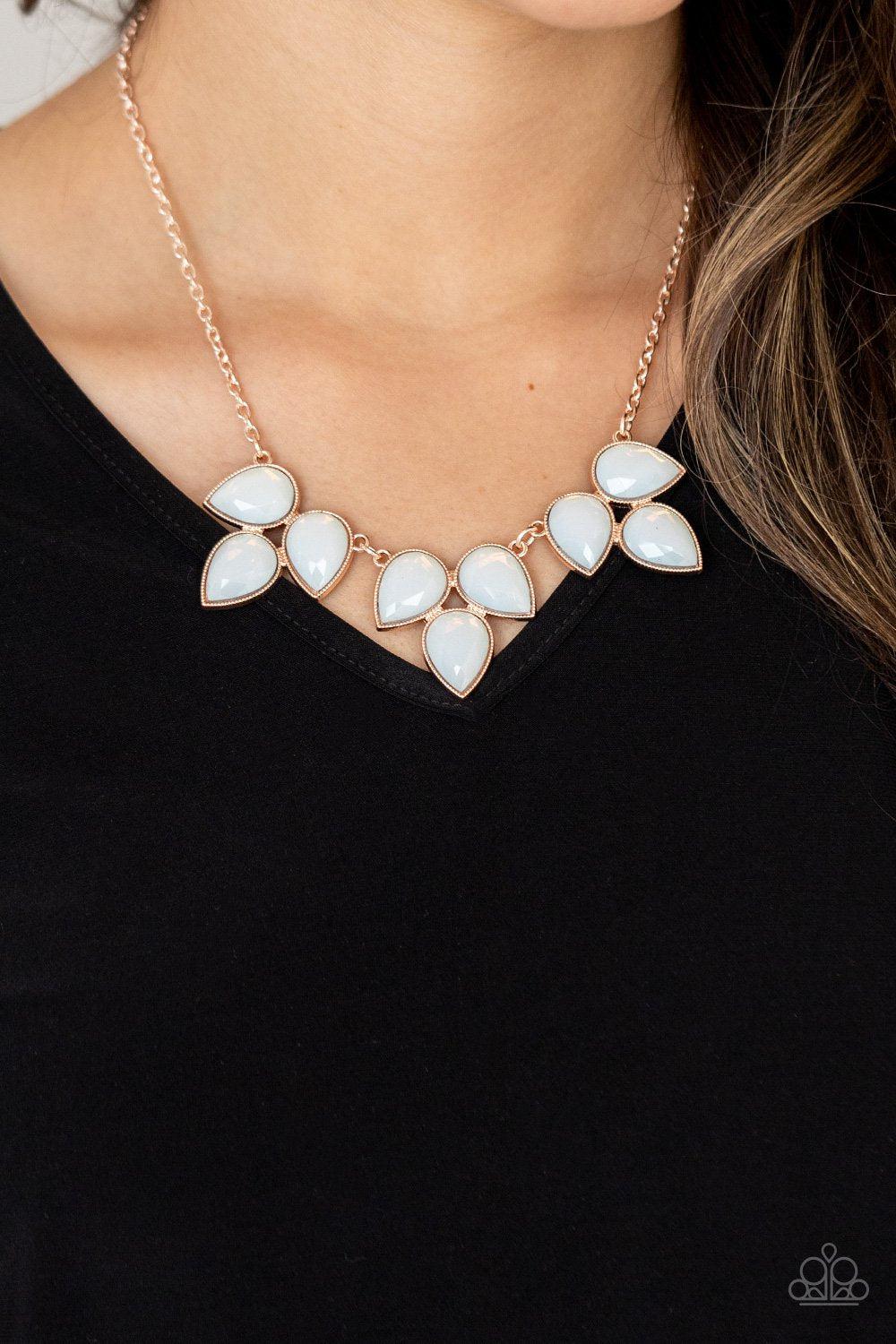 Prairie Fairytale Rose Gold and Iridescent White Necklace - Paparazzi Accessories- lightbox - CarasShop.com - $5 Jewelry by Cara Jewels