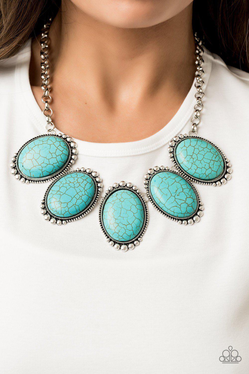 Prairie Goddess Turquoise Blue Stone Necklace - Paparazzi Accessories-CarasShop.com - $5 Jewelry by Cara Jewels