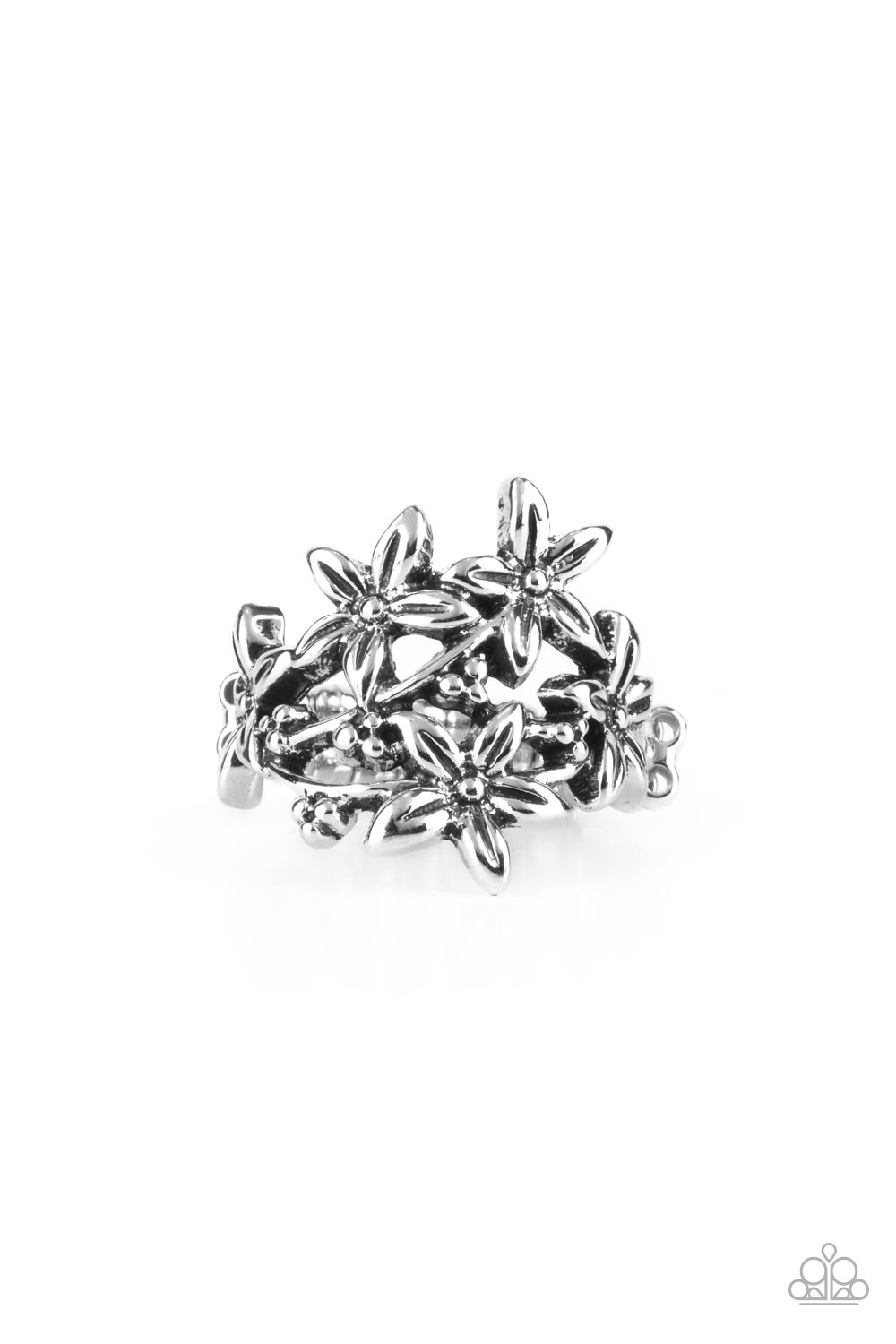 Prairie Primrose Silver Ring - Paparazzi Accessories- lightbox - CarasShop.com - $5 Jewelry by Cara Jewels