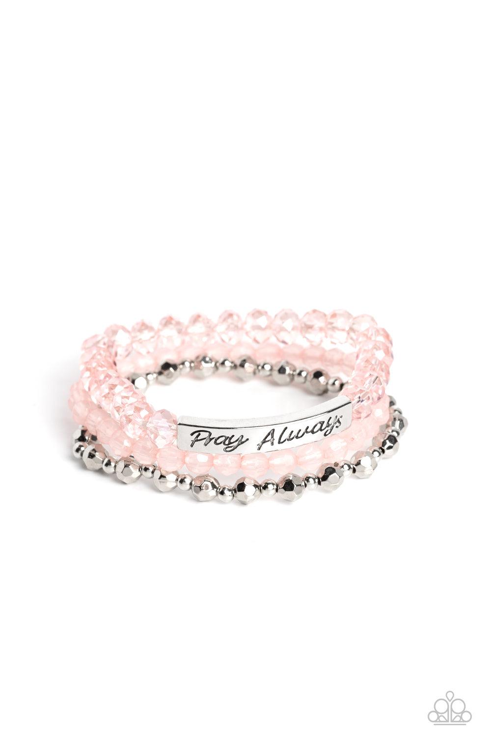 Pray Always Pink Inspirational Bracelet - Paparazzi Accessories- lightbox - CarasShop.com - $5 Jewelry by Cara Jewels
