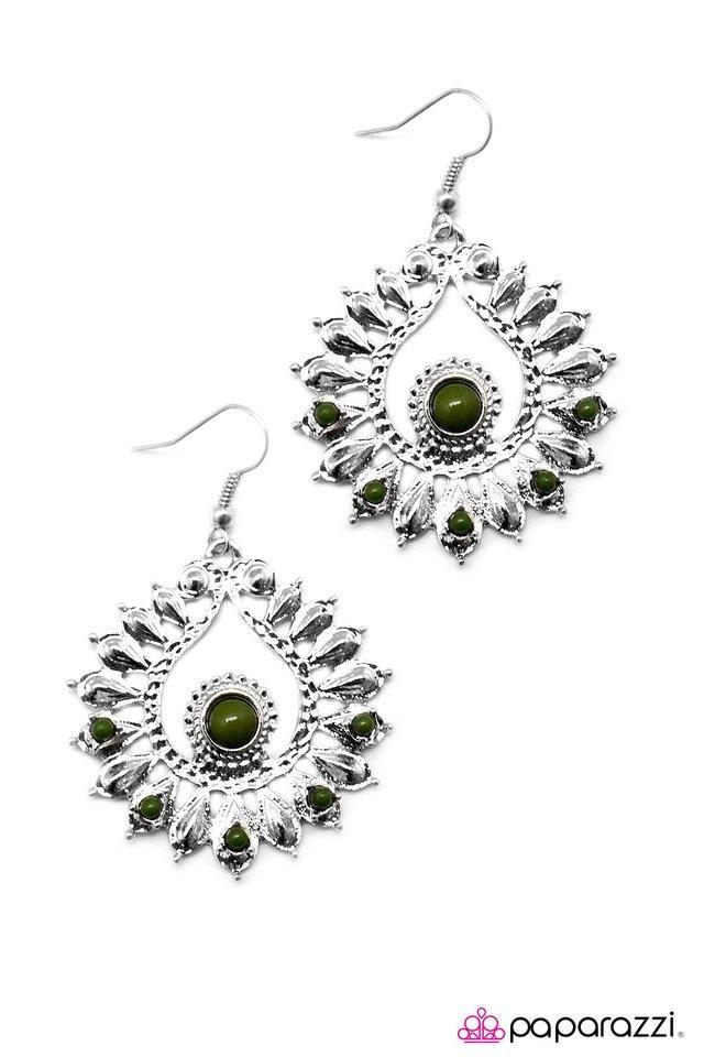Presented with Pride Green and Silver earrings - Paparazzi Accessories - lightbox -CarasShop.com - $5 Jewelry by Cara Jewels