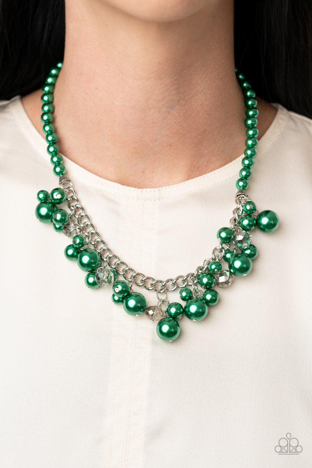 Prim and POLISHED Green Pearl Necklace - Paparazzi Accessories - model -CarasShop.com - $5 Jewelry by Cara Jewels