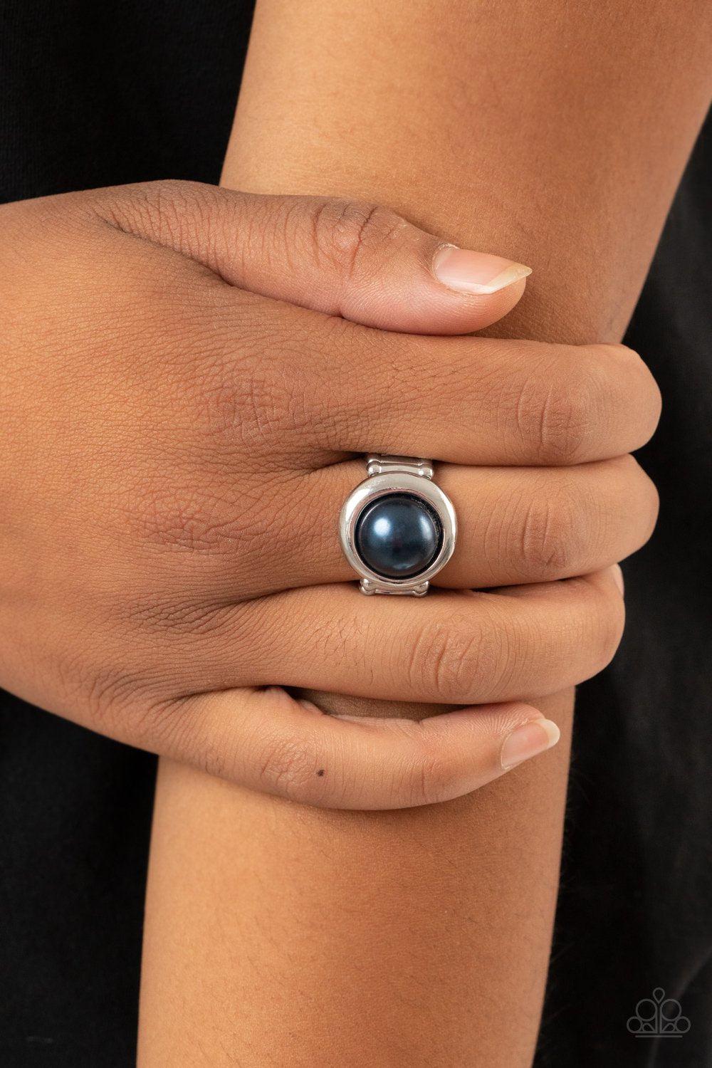 Prim and PROSPER Blue Pearl Ring - Paparazzi Accessories - model -CarasShop.com - $5 Jewelry by Cara Jewels