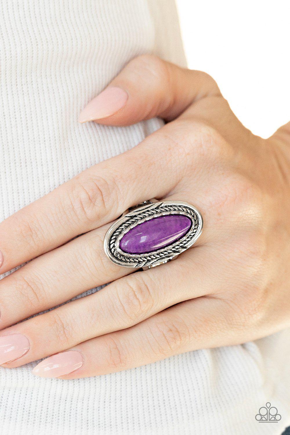 Primal Instincts Purple Stone Ring - Paparazzi Accessories- model - CarasShop.com - $5 Jewelry by Cara Jewels