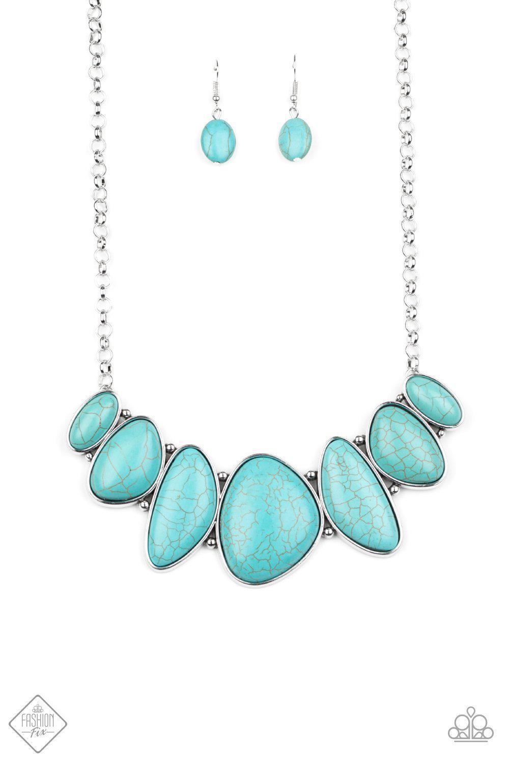 Primitive Turquoise Blue Stone Necklace - Paparazzi Accessories-CarasShop.com - $5 Jewelry by Cara Jewels