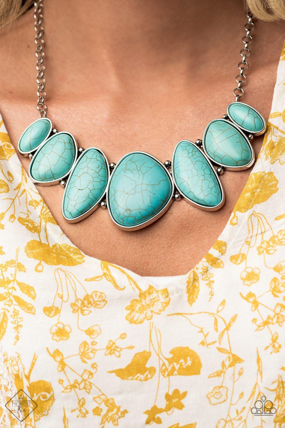 Primitive Turquoise Blue Stone Necklace - Paparazzi Accessories-CarasShop.com - $5 Jewelry by Cara Jewels