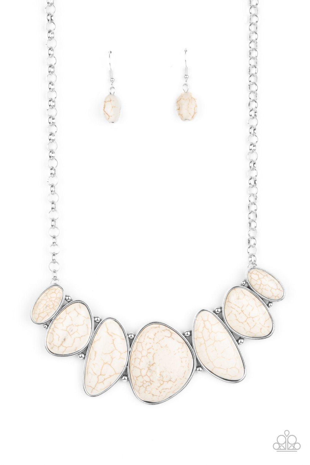 Primitive White Stone Necklace - Paparazzi Accessories - lightbox -CarasShop.com - $5 Jewelry by Cara Jewels