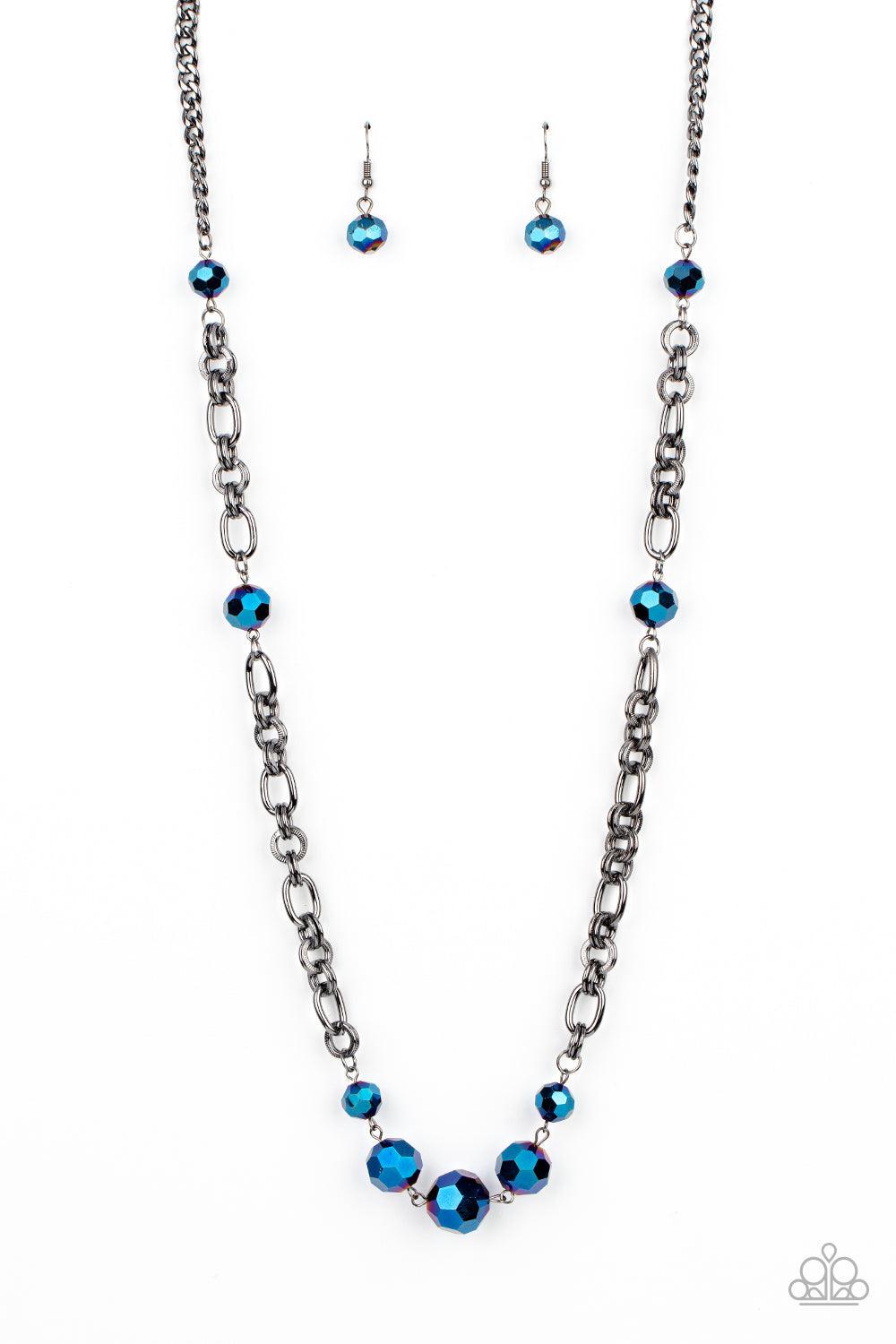 Prismatic Pick-Me-Up Multi &quot;Oil Spill&quot; Blue &amp; Gunmetal Necklace - Paparazzi Accessories- lightbox - CarasShop.com - $5 Jewelry by Cara Jewels