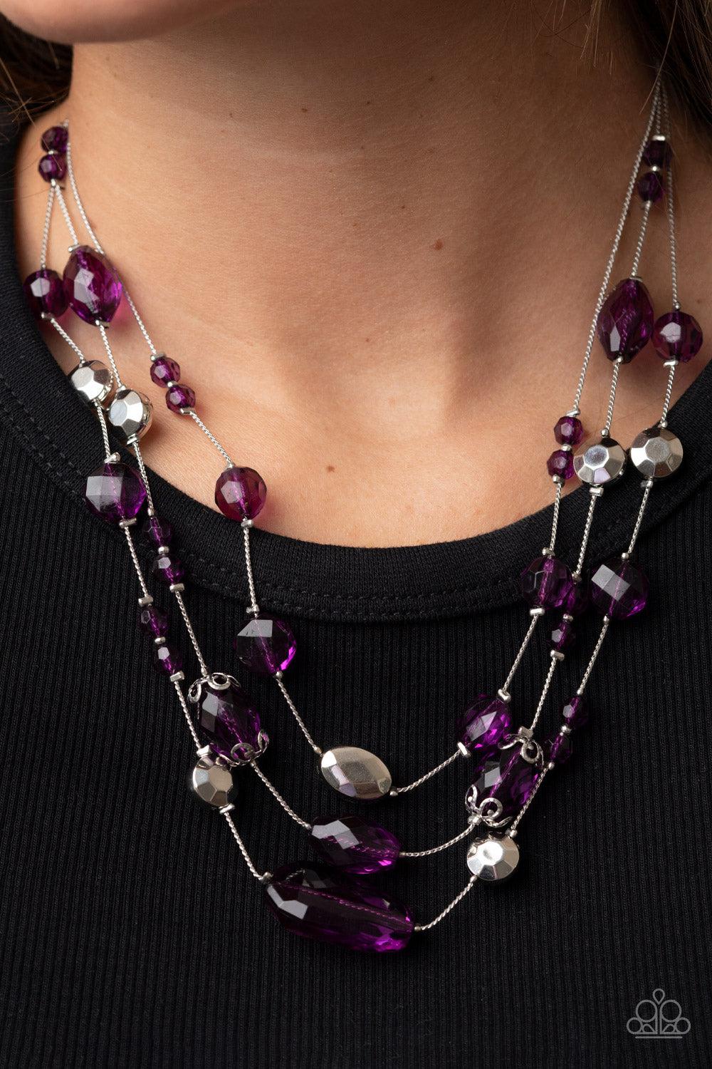 Prismatic Pose Purple Necklace - Paparazzi Accessories-on model - CarasShop.com - $5 Jewelry by Cara Jewels