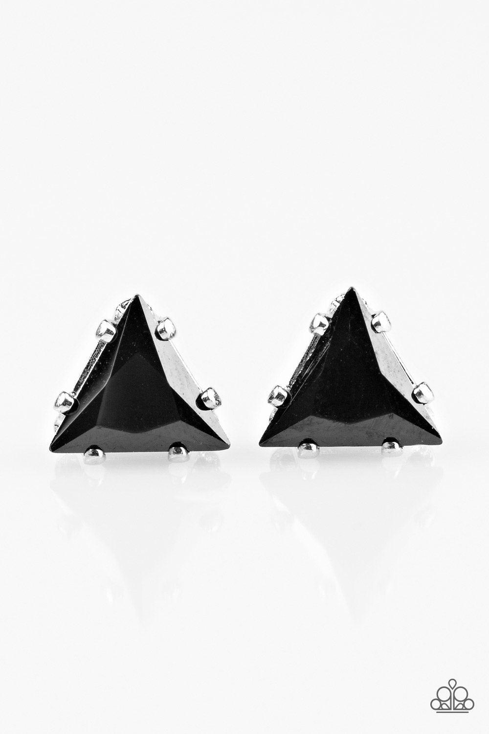Prismatic Shine Black Rhinestone Post Earrings - Paparazzi Accessories-CarasShop.com - $5 Jewelry by Cara Jewels