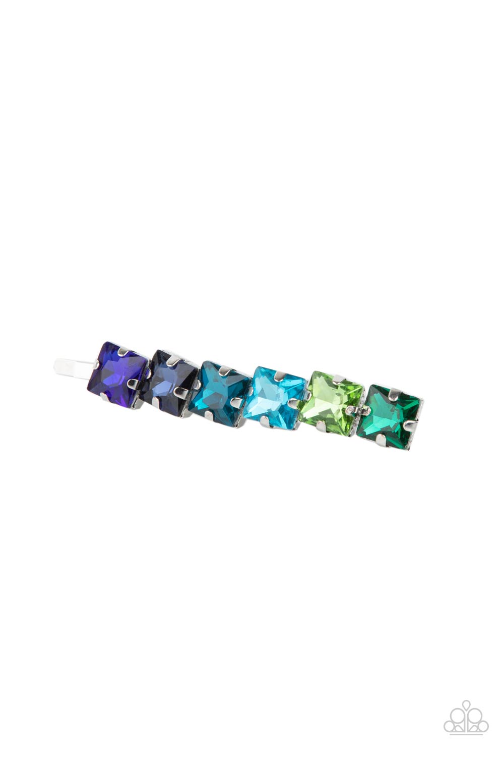 Prismatically Pinned Multi Green Blue Hair Pin - Paparazzi Accessories- lightbox - CarasShop.com - $5 Jewelry by Cara Jewels