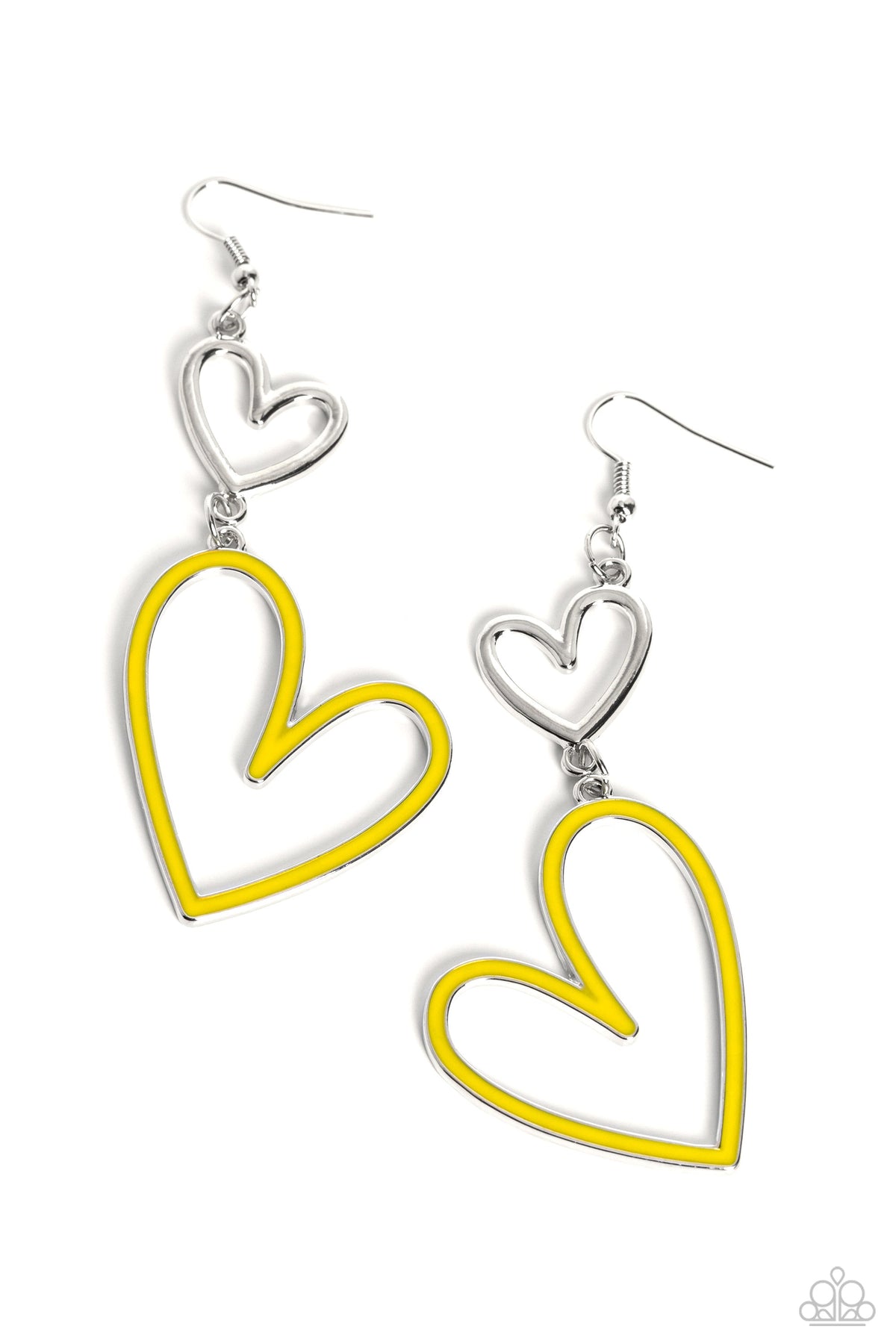Pristine Pizzazz Yellow Heart Earrings- lightbox - CarasShop.com - $5 Jewelry by Cara Jewels
