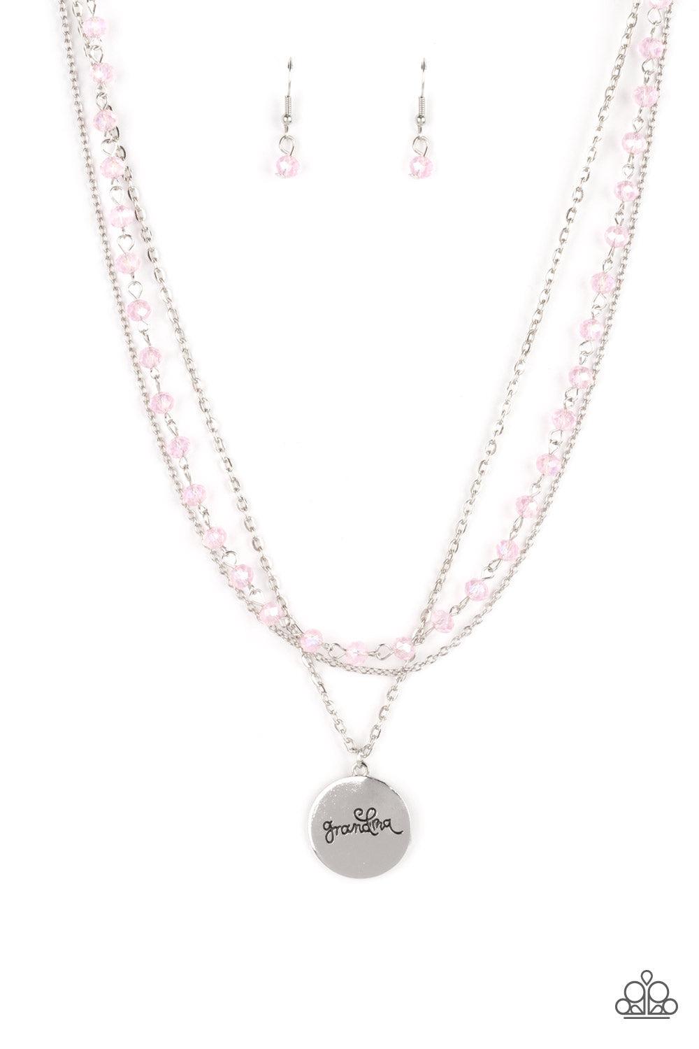 Promoted to Grandma Pink Inspirational Necklace - Paparazzi Accessories- lightbox - CarasShop.com - $5 Jewelry by Cara Jewels