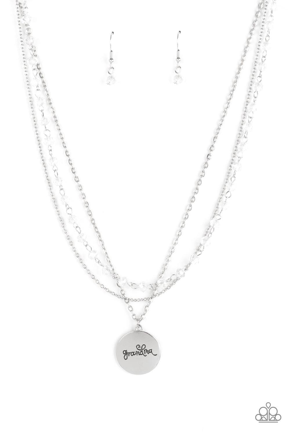 Promoted to Grandma White Inspirational Necklace - Paparazzi Accessories- lightbox - CarasShop.com - $5 Jewelry by Cara Jewels