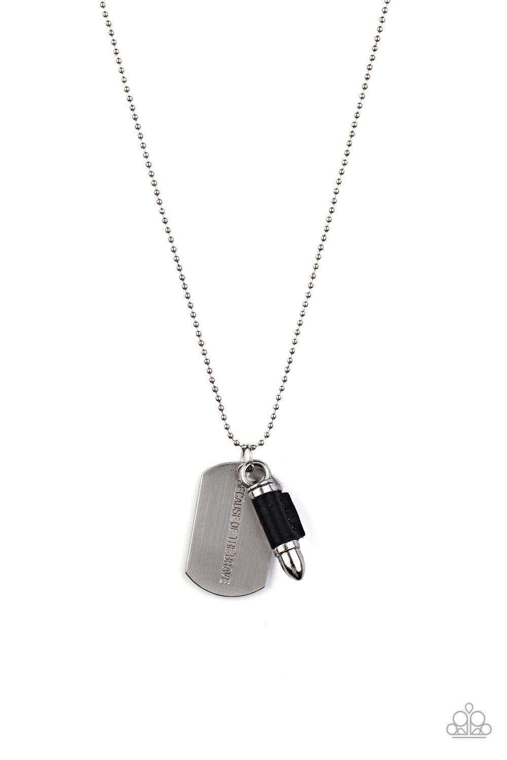 Proud Patriot Black &amp; Silver Bullet Necklace - Paparazzi Accessories- lightbox - CarasShop.com - $5 Jewelry by Cara Jewels