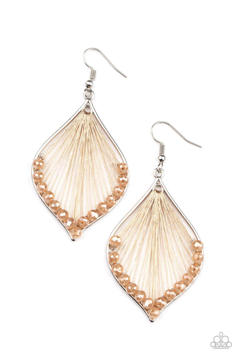 Pulling at My HARP-strings Brown Earrings - Paparazzi Accessories- lightbox - CarasShop.com - $5 Jewelry by Cara Jewels