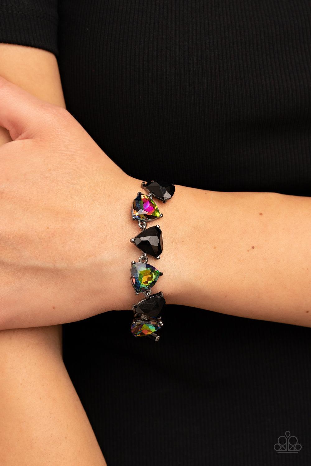 Pumped up Prisms Multi Oil Spill Bracelet - Paparazzi Accessories-on model - CarasShop.com - $5 Jewelry by Cara Jewels