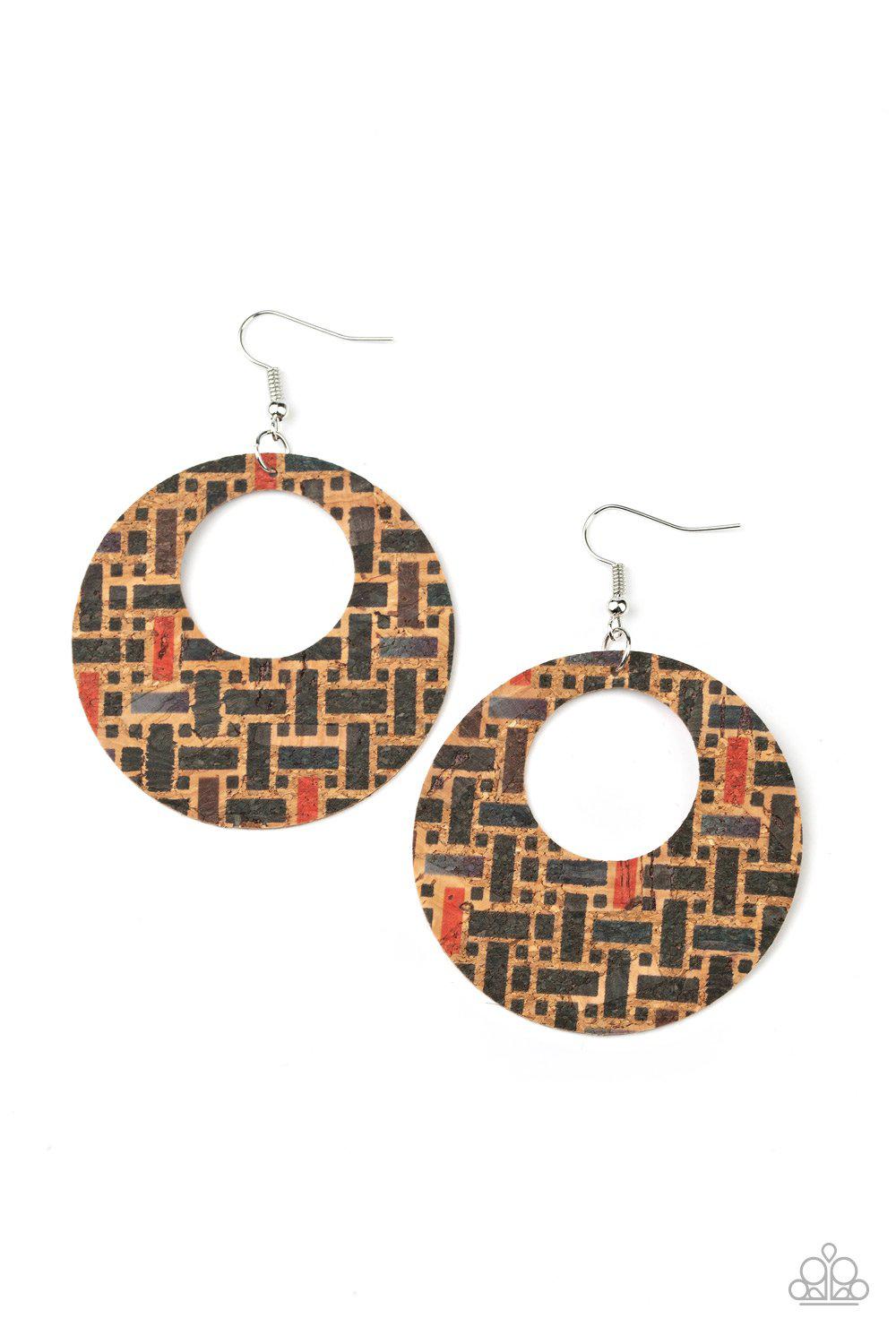 Put A Cork In It Black Earrings - Paparazzi Accessories-CarasShop.com - $5 Jewelry by Cara Jewels