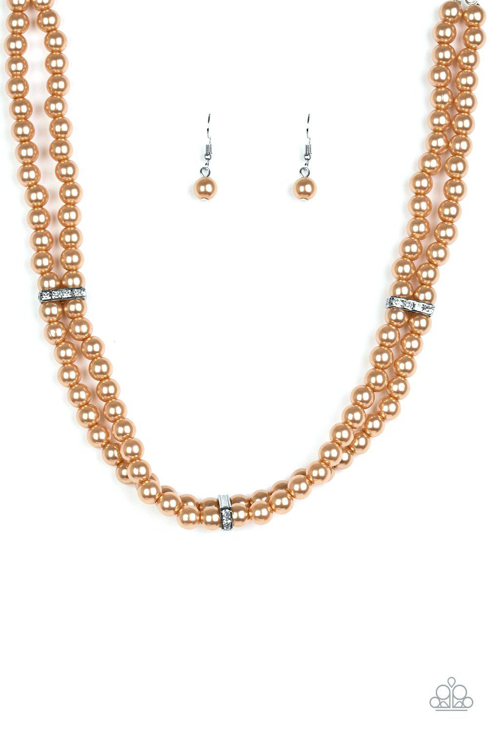 Put On Your Party Dress Brown Pearl Necklace - Paparazzi Accessories- lightbox - CarasShop.com - $5 Jewelry by Cara Jewels
