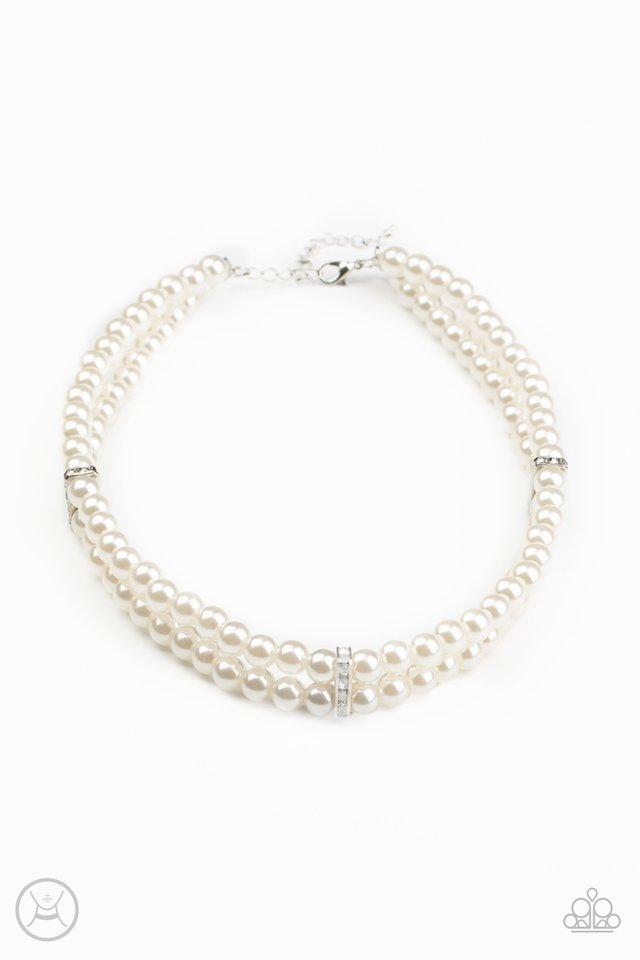 Put On Your Party Dress White Pearl Necklace - Paparazzi Accessories- lightbox - CarasShop.com - $5 Jewelry by Cara Jewels