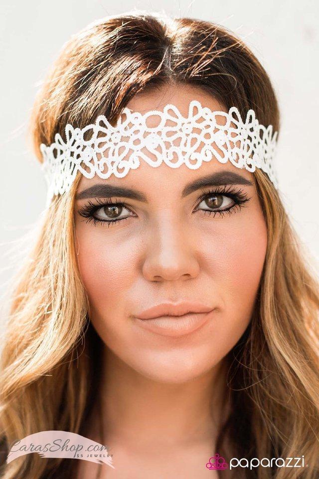 Queen Anne&#39;s Lace - White Hippie Headband - Paparazzi Accessories-CarasShop.com - $5 Jewelry by Cara Jewels
