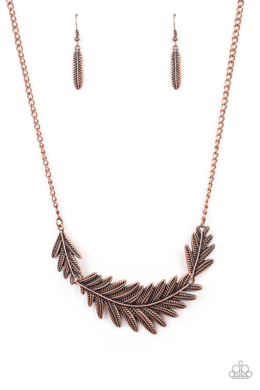 Copper feather necklace deals paparazzi