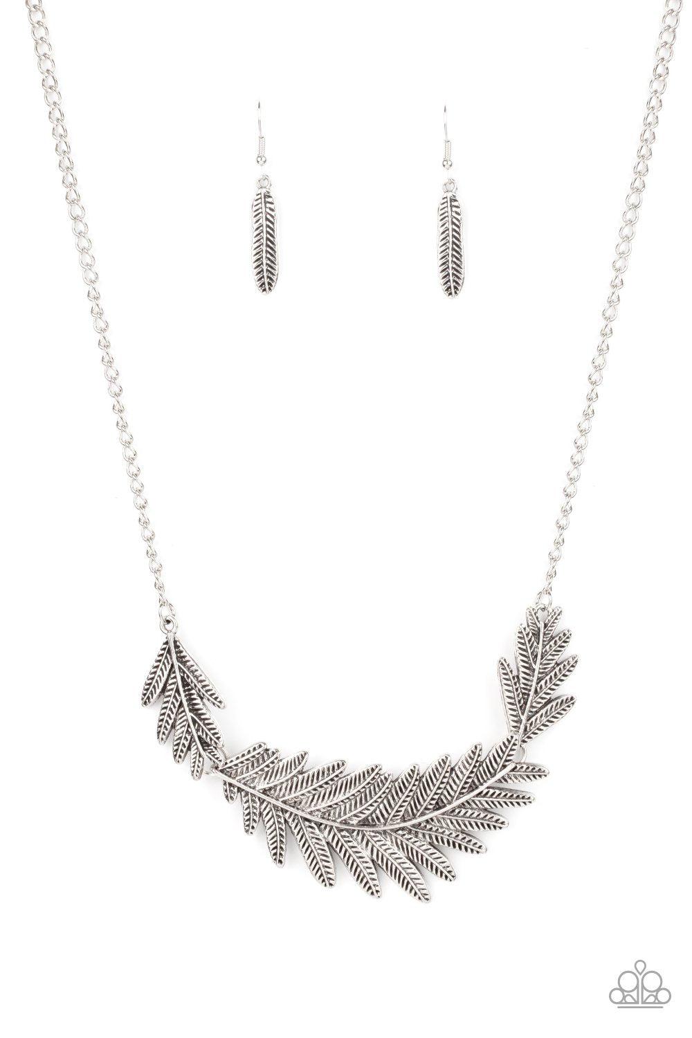 Queen of the QUILL Silver Feather Necklace - Paparazzi Accessories- lightbox - CarasShop.com - $5 Jewelry by Cara Jewels