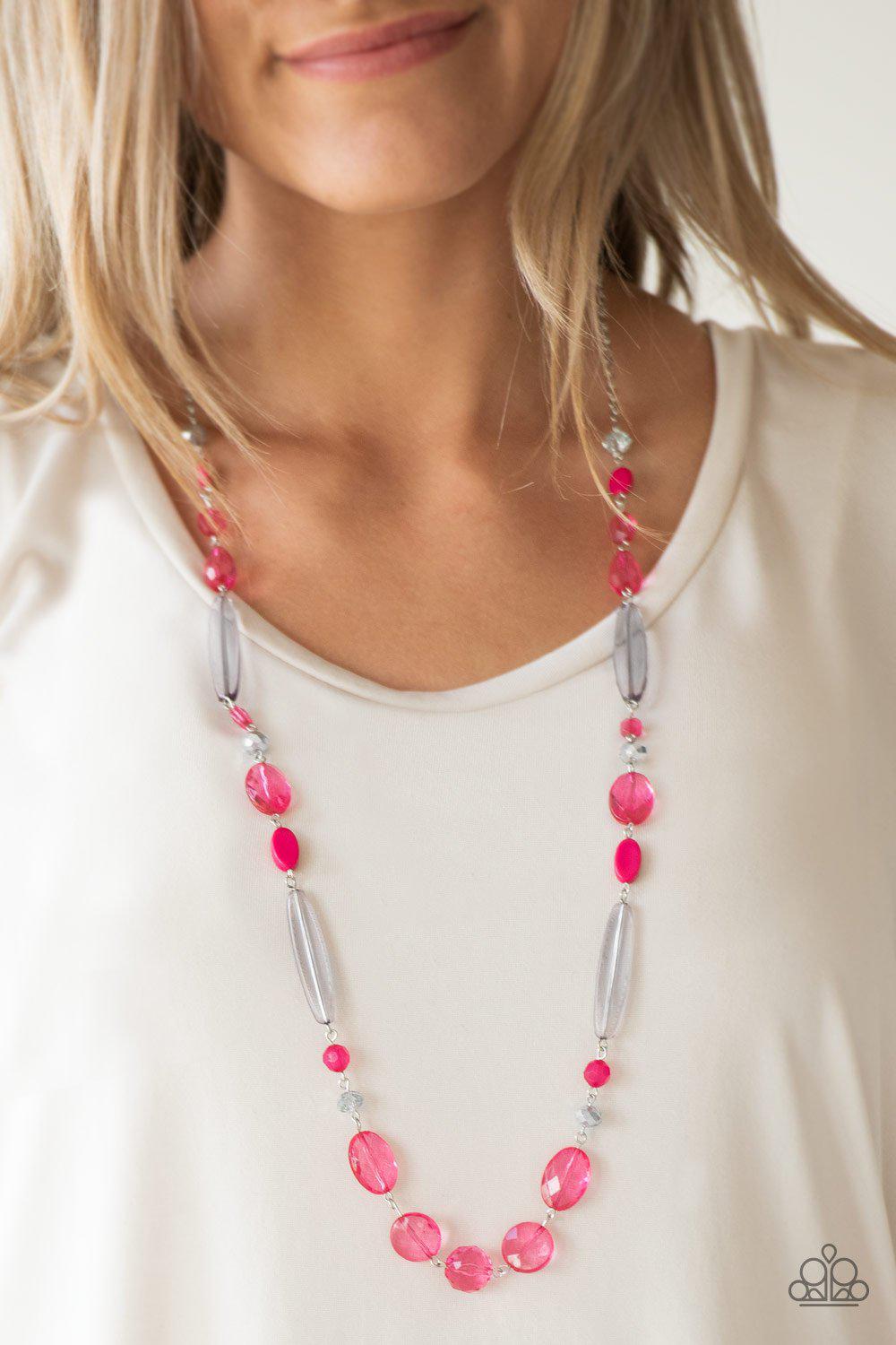 Quite Quintessence Pink Necklace - Paparazzi Accessories-CarasShop.com - $5 Jewelry by Cara Jewels