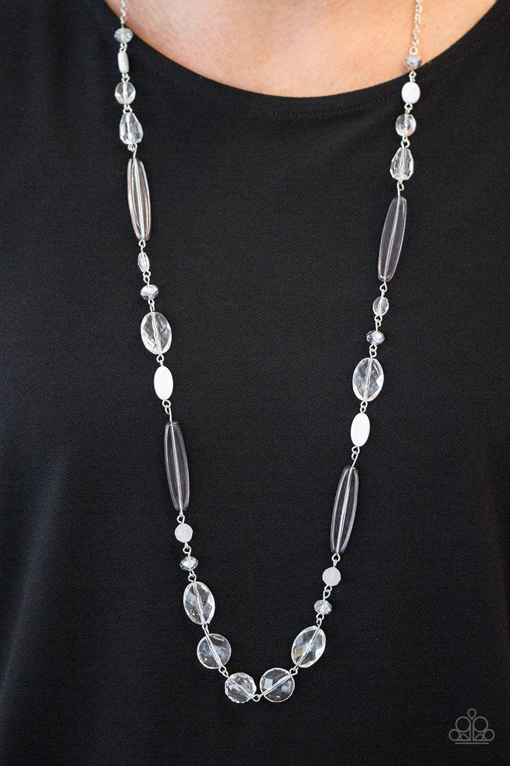 Quite Quintessence White Necklace - Paparazzi Accessories - model -CarasShop.com - $5 Jewelry by Cara Jewels
