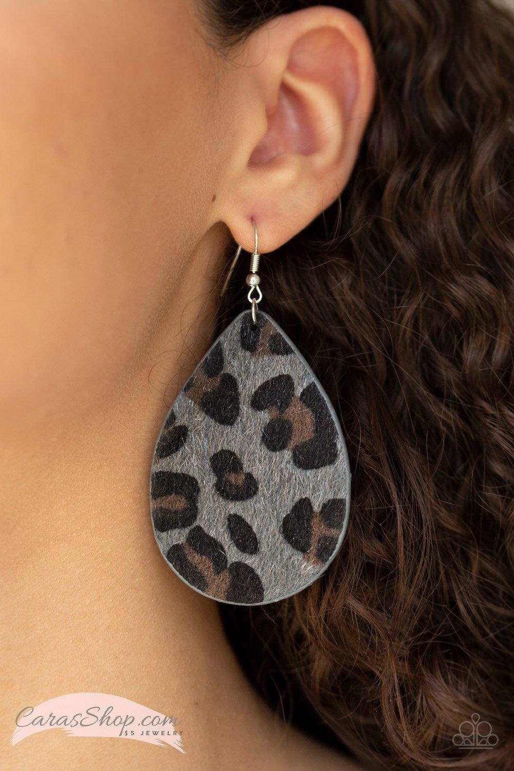 Ra, Ra, Roar Silver Animal Print Earrings - Paparazzi Accessories-CarasShop.com - $5 Jewelry by Cara Jewels