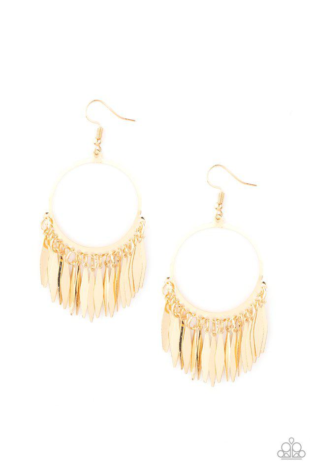 Radiant Chimes Gold Earrings - Paparazzi Accessories- lightbox - CarasShop.com - $5 Jewelry by Cara Jewels