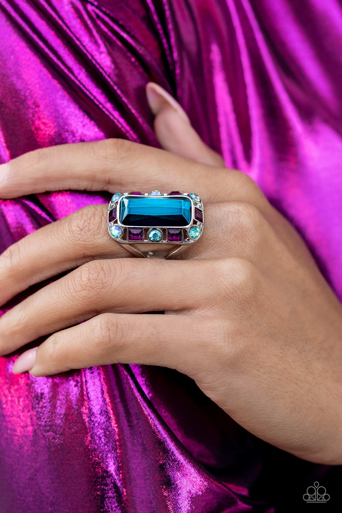 Radiant Rhinestones Multi Ring - Paparazzi Accessories-on model - CarasShop.com - $5 Jewelry by Cara Jewels