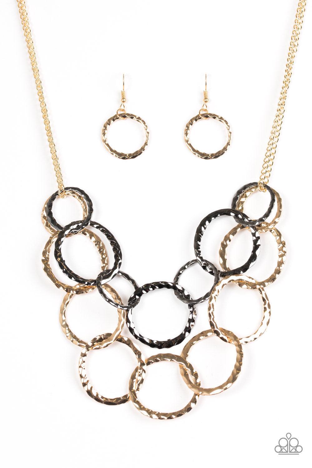 Radiant Ringmaster Multi Gold &amp; Gunmetal Necklace - Paparazzi Accessories- lightbox - CarasShop.com - $5 Jewelry by Cara Jewels
