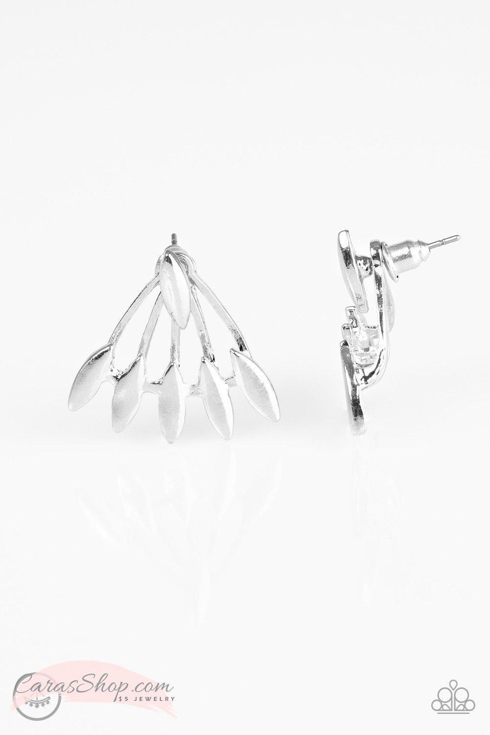 Radically Rebel Silver double-sided Post Earrings - Paparazzi Accessories-CarasShop.com - $5 Jewelry by Cara Jewels