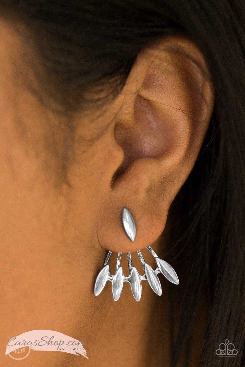 Radically Rebel Silver double-sided Post Earrings - Paparazzi Accessories-CarasShop.com - $5 Jewelry by Cara Jewels