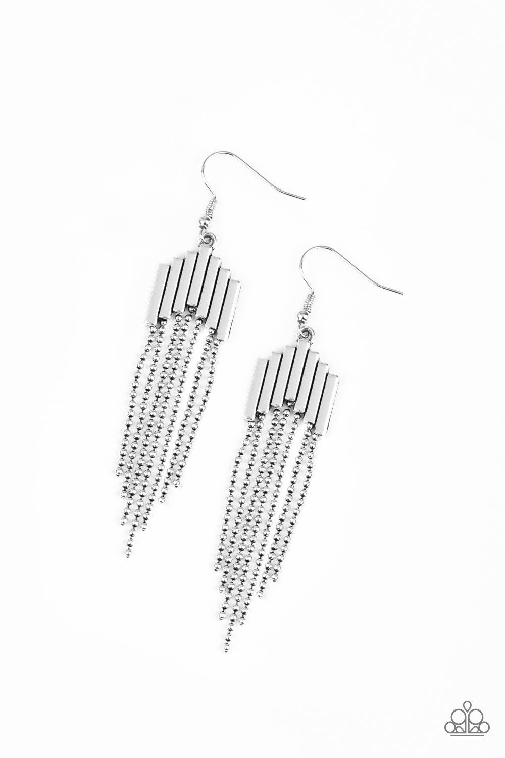 Radically Retro Silver Chain Earrings - Paparazzi Accessories-CarasShop.com - $5 Jewelry by Cara Jewels