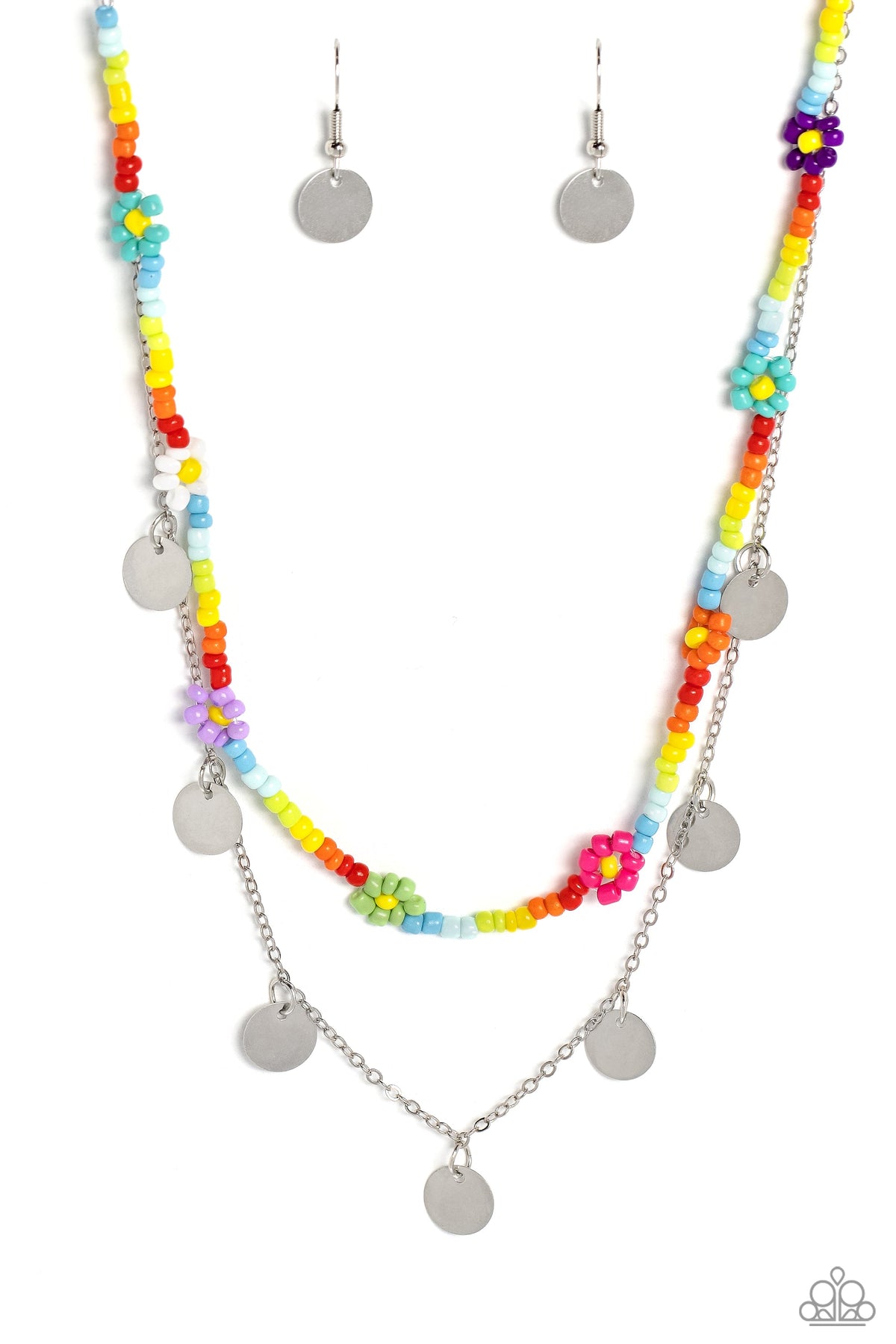 Rainbow Dash Multi Seed Bead and Silver Necklace - Paparazzi Accessories- lightbox - CarasShop.com - $5 Jewelry by Cara Jewels