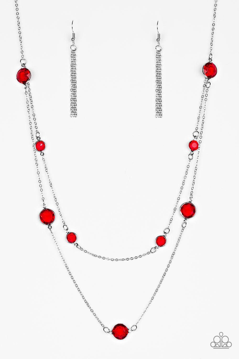 Raise Your Glass Red and Silver Necklace - Paparazzi Accessories - lightbox -CarasShop.com - $5 Jewelry by Cara Jewels