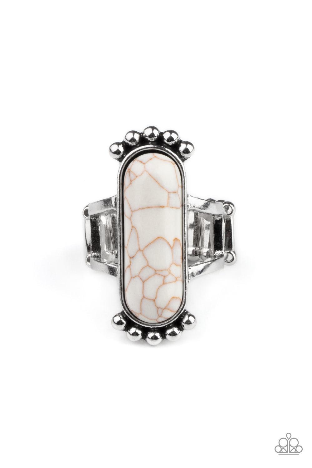 Ranch Relic White Stone Ring - Paparazzi Accessories- lightbox - CarasShop.com - $5 Jewelry by Cara Jewels