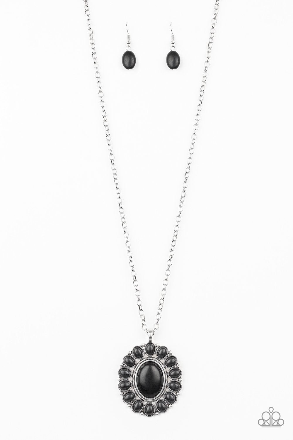 Rancho Roamer Black Stone Necklace - Paparazzi Accessories-CarasShop.com - $5 Jewelry by Cara Jewels