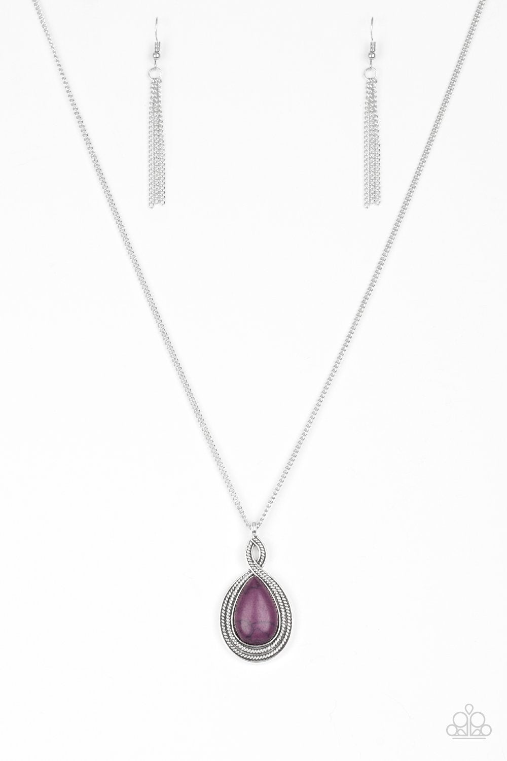Rancho Rustler Purple Stone Teardrop Necklace - Paparazzi Accessories-CarasShop.com - $5 Jewelry by Cara Jewels