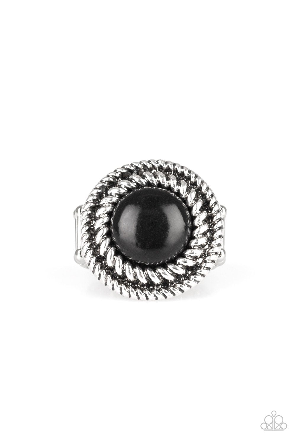 Rare Minerals Black Stone and Silver Ring - Paparazzi Accessories- lightbox - CarasShop.com - $5 Jewelry by Cara Jewels