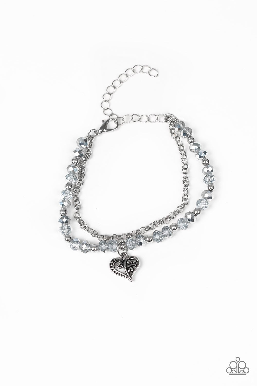 Rare Romance Silver Heart Bracelet - Paparazzi Accessories-CarasShop.com - $5 Jewelry by Cara Jewels